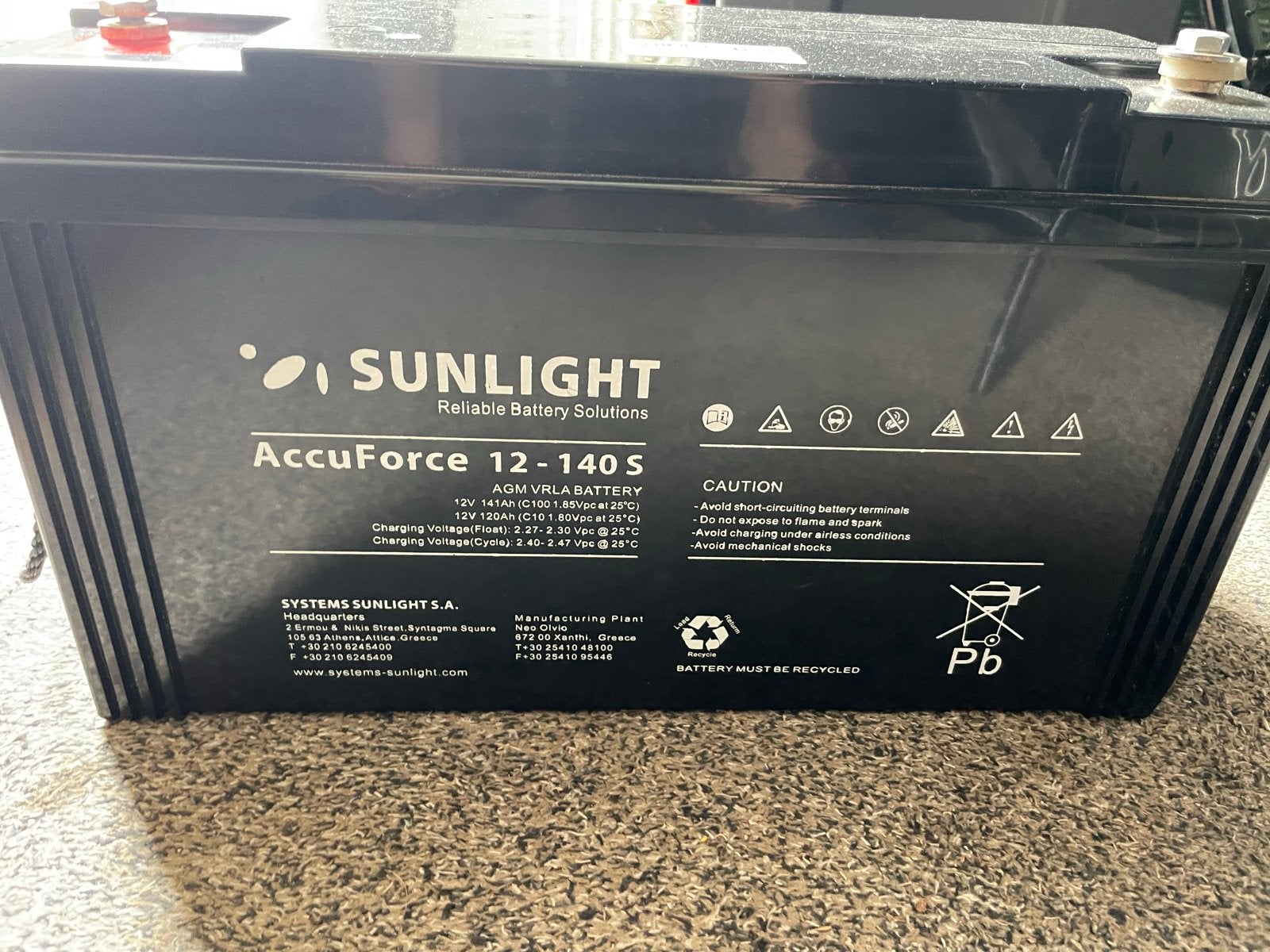 Sunlight AccuForce 12-140 S AGM VRLA Accu 12V 140Ah, Auto-onderdelen, Accu's en Toebehoren, Ophalen, Gebruikt, Universele onderdelen