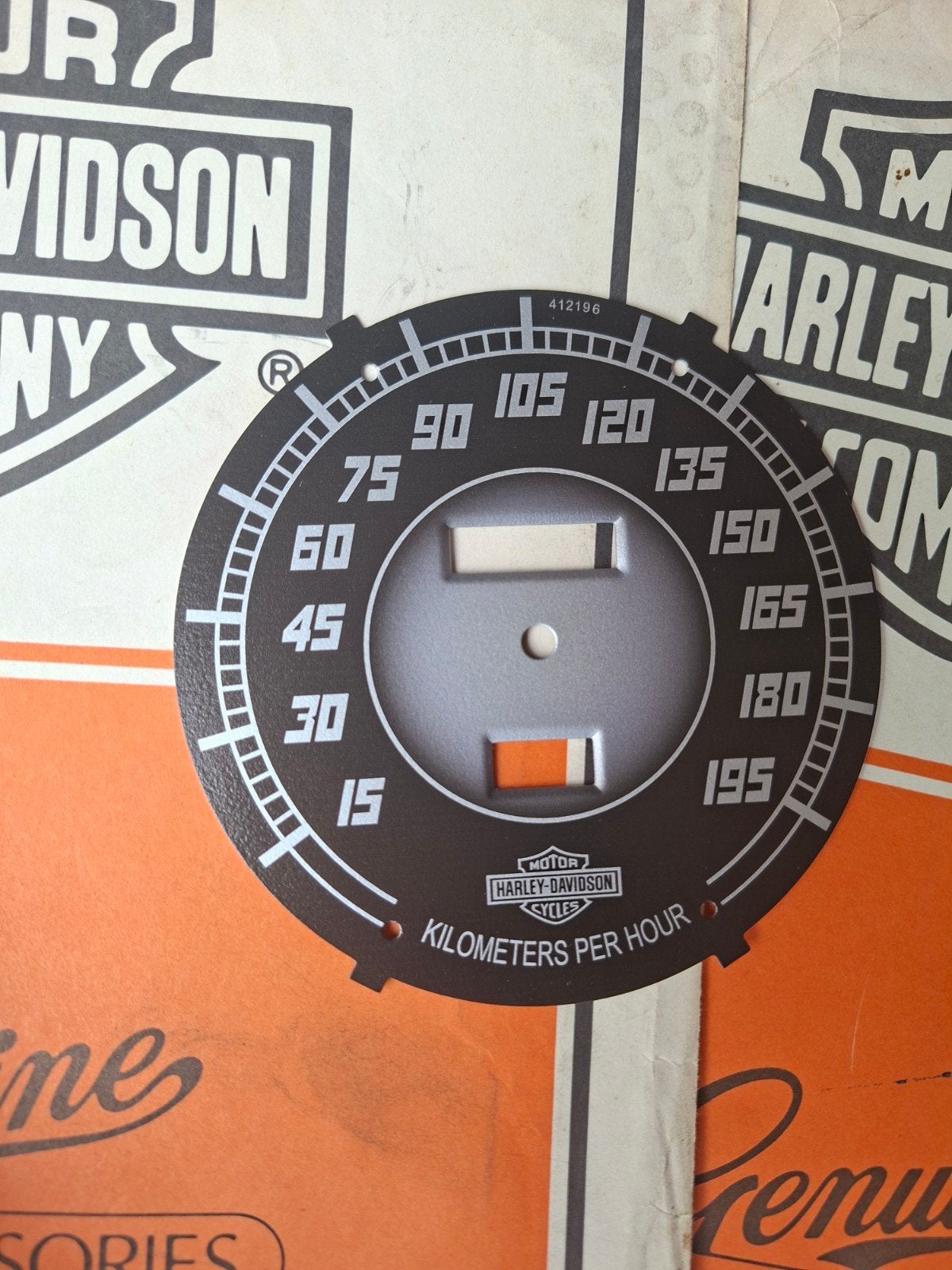 Harley knucklehead 47 speedometer kilometerteller plaat  Fac, Verzenden