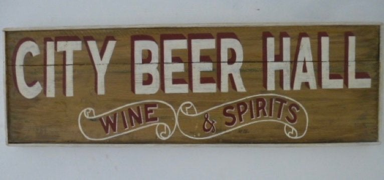 Vintage houten bier reclame bord / etalage / cafe pub kroeg, Reclamebord, Ophalen of Verzenden, Zo goed als nieuw, B6