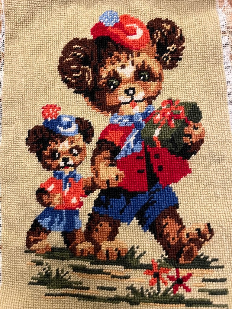Mooi vintage geborduurd  (22 x 30 cm), Huis en Inrichting, Minder dan 50 cm, Ophalen of Verzenden, Zo goed als nieuw, Schilderij