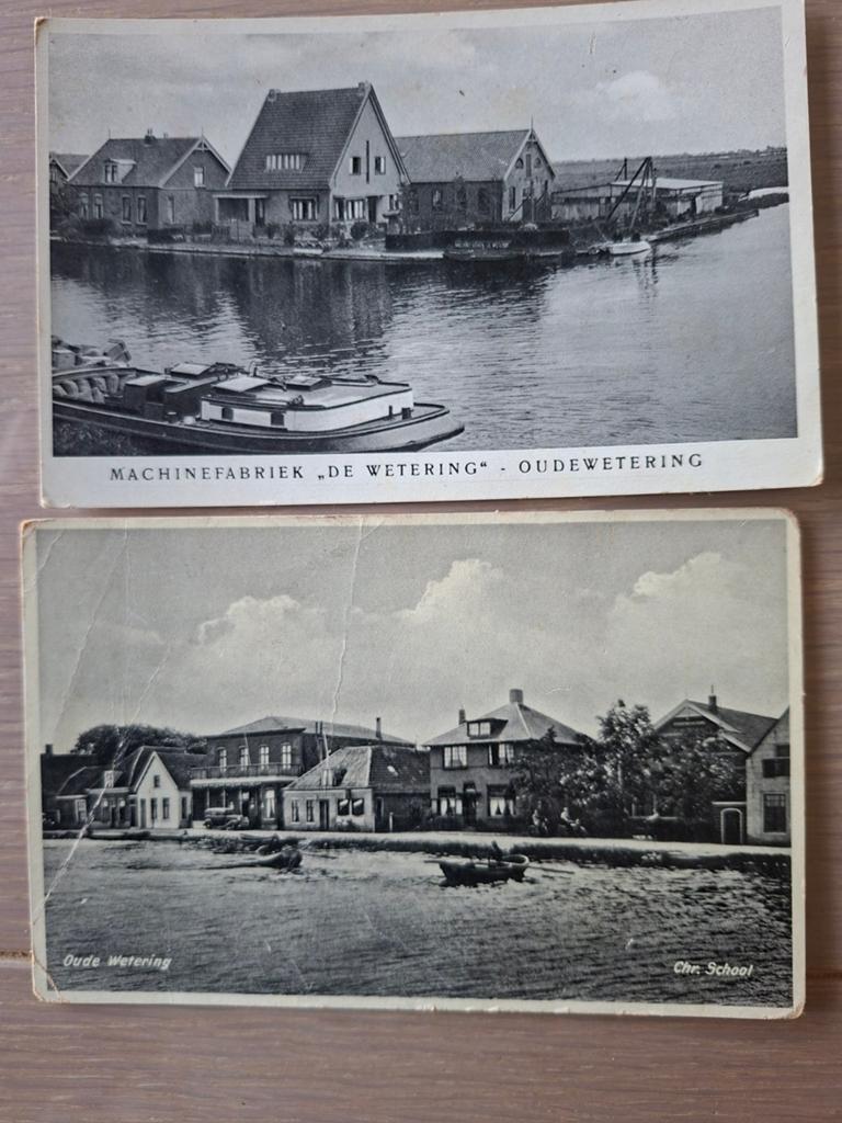 Oude Wetering - 2 Ongelopen Fotokaarten, Ophalen of Verzenden, 1920 tot 1940, Ongelopen, Zuid-Holland