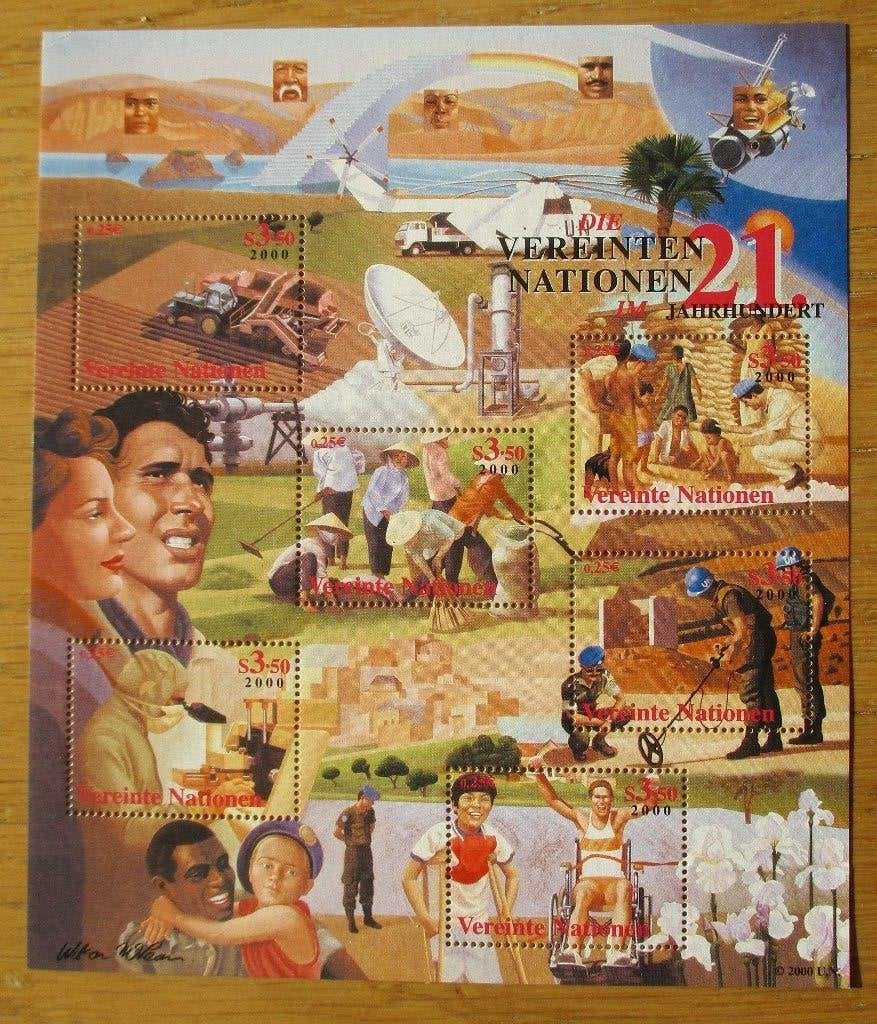 Verenigde Naties Wenen, blokje VN in de 21e eeuw, 2000, Verzenden, Overige landen, Postfris