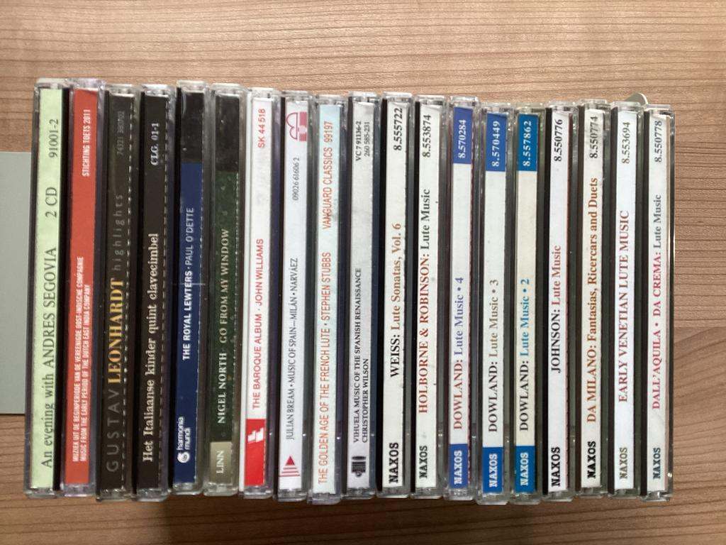 19 cd's: Luit, gitaar, clavecimbel 16e en 17e eeuw, Cd's en Dvd's, Cd's | Klassiek, Gebruikt, Overige typen, Middeleeuwen en Renaissance