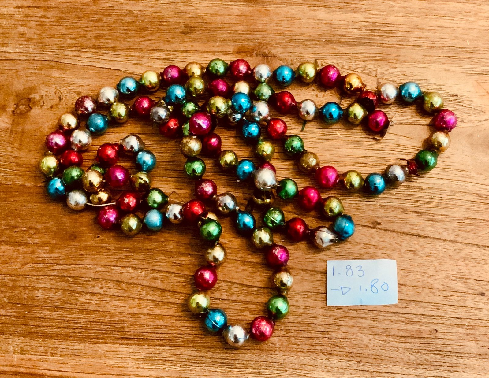 Vintage brocante kerst slinger kwikglas, Diversen, Ophalen of Verzenden, Gebruikt