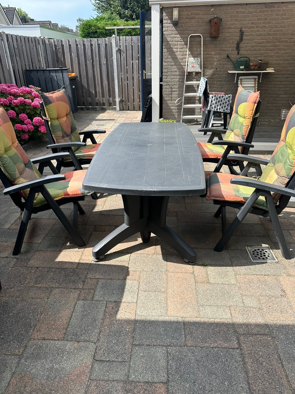 Gardena tuintafel antracietkleurig zes persoons, Ophalen, Kunststof, Gebruikt, Eettafel