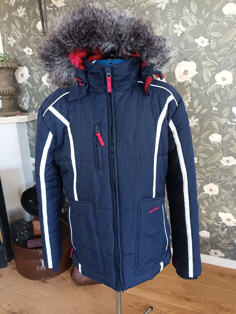 winterjas maat 36 kraag nep bond blauw advanture line, Meisje, Ophalen of Verzenden, Zo goed als nieuw, Adventure line