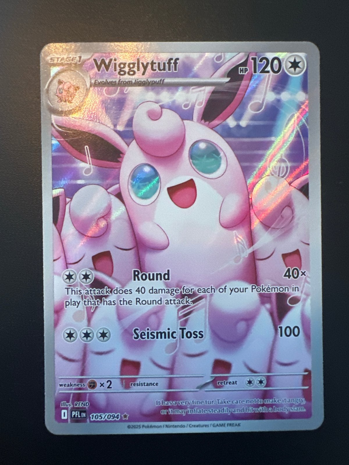 Wigglytuff PFL 105/094 Pokémon Kaart - Zo goed als nieuw, Ophalen of Verzenden, Zo goed als nieuw, Losse kaart, Foil