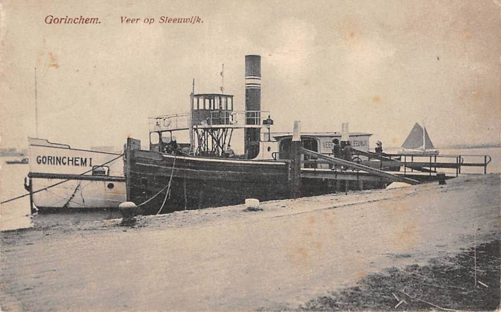 Gorinchem Veer op Sleeuwijk Gorinchem I en kleine pont 1923, Ophalen of Verzenden, 1920 tot 1940, Gelopen, Zuid-Holland