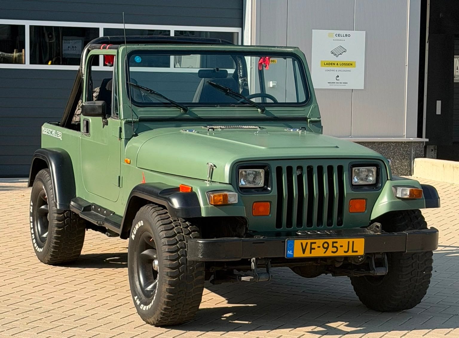 ‼️JEEP WRANGLER YJ 2.5 4WD BJ1989 GROEN HARDTOP SOFTTOP‼️, Stof, 4 cilinders, Open dak, Bedrijf