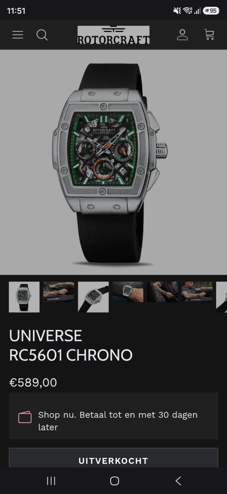 Rotorcraft Universe RC5601 Chrono Heren Horloge, Ophalen of Verzenden, Zo goed als nieuw, Staal, Overige merken