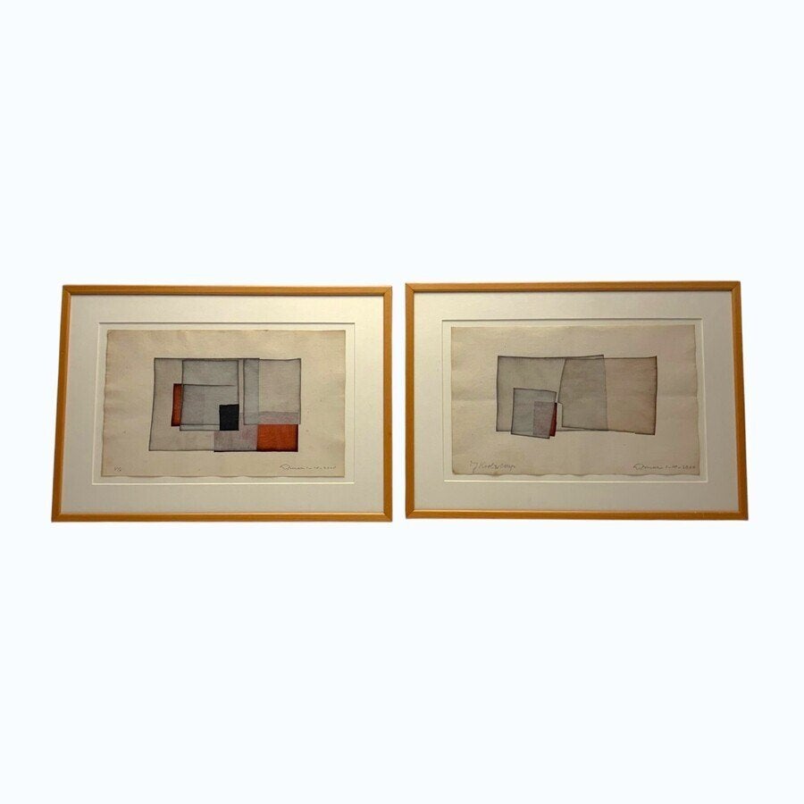 Jan Loman (1918-2006), twee werken: abstracte composities, Antiek en Kunst, Ophalen of Verzenden