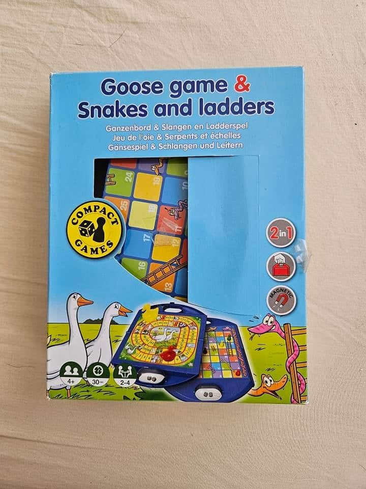 Ganzenbord & Slangen en Ladders - Compact Reisspel, Jumbo, Ophalen of Verzenden, Zo goed als nieuw, Een of twee spelers