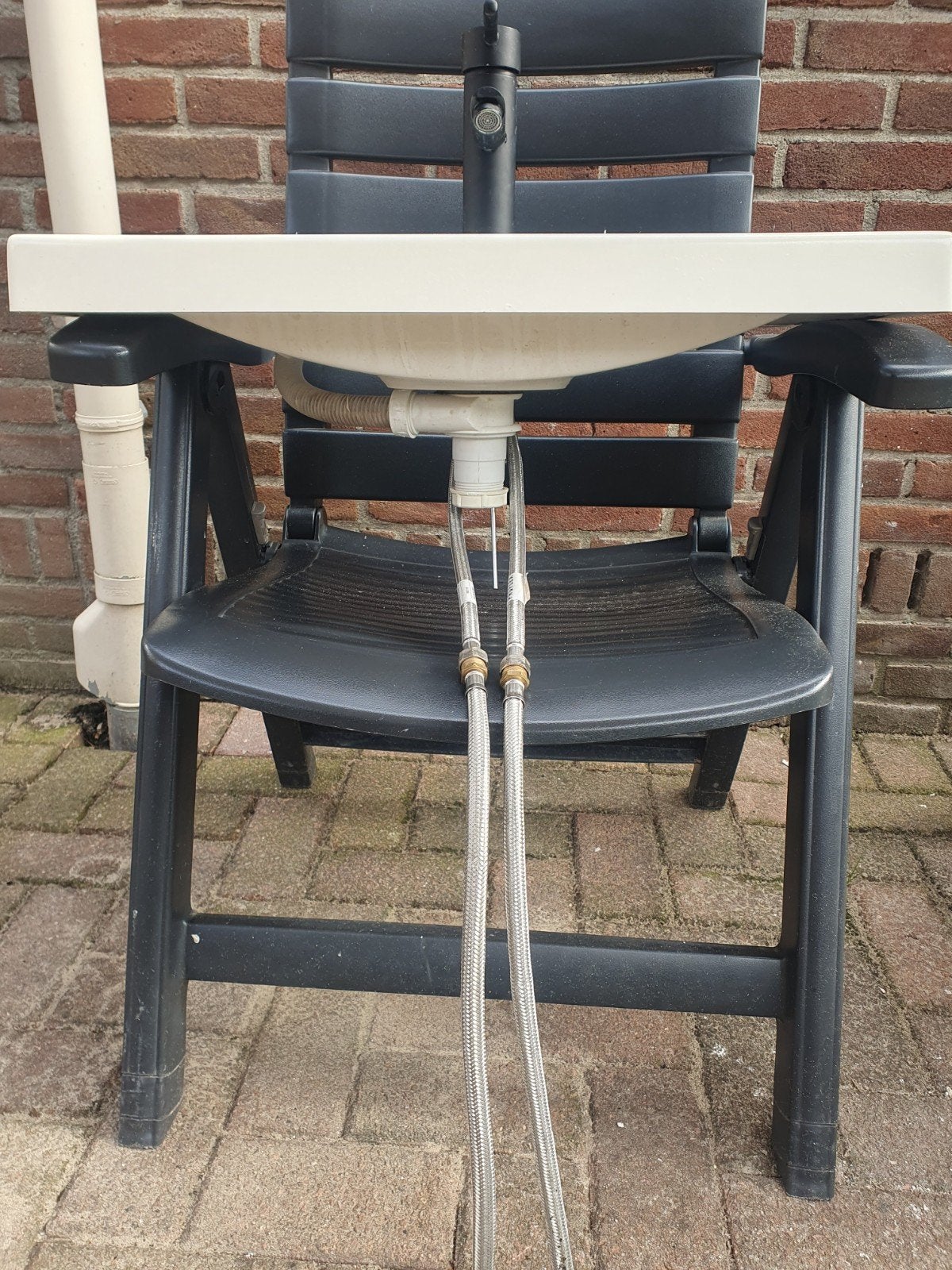 Wastafel met zwarte kraan, Ophalen of Verzenden, Gebruikt, Wastafel