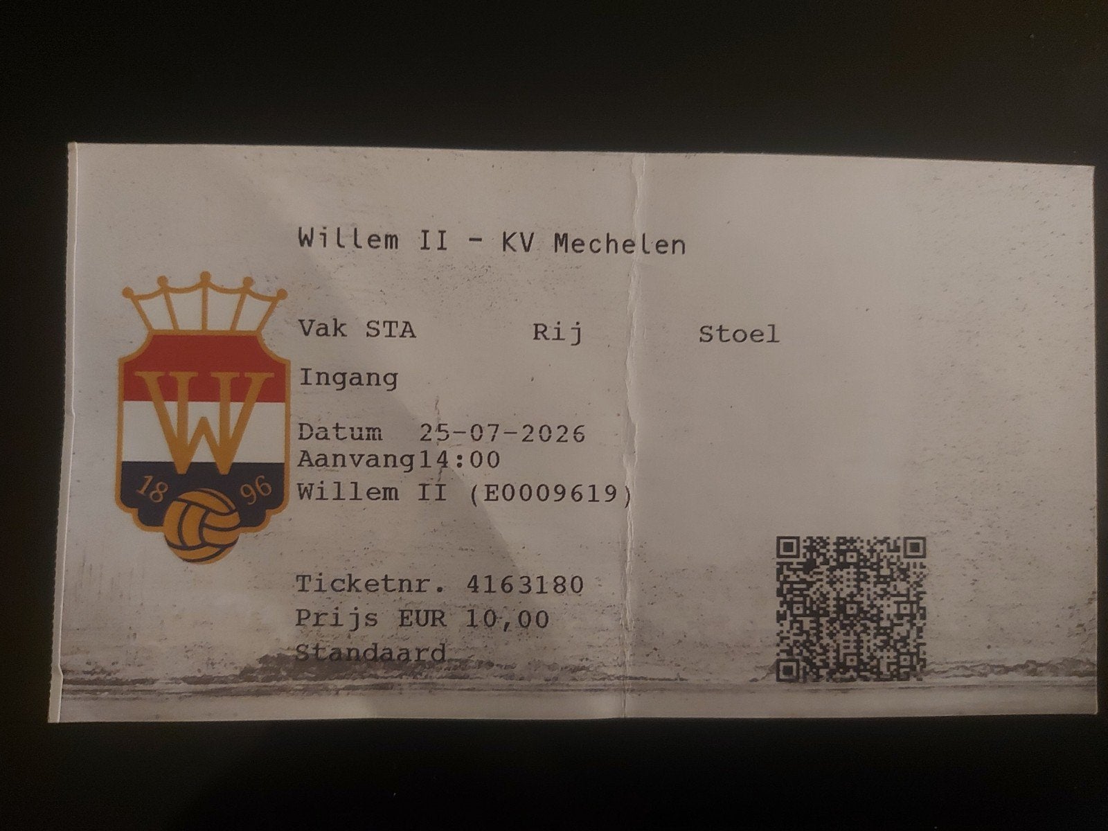 Ticket Willem II - KV Mechelen, Verzenden, Gebruikt, Willem II
