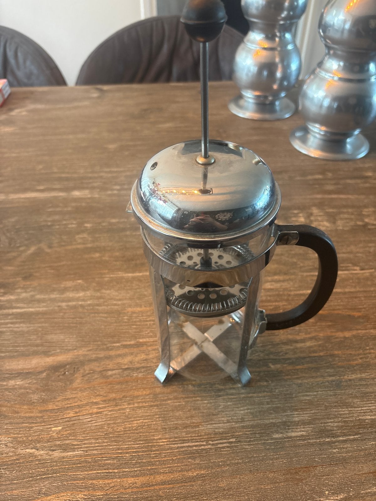 Glazen Cafetière / French Press, Zilver, Ophalen of Verzenden, Zo goed als nieuw, Glas