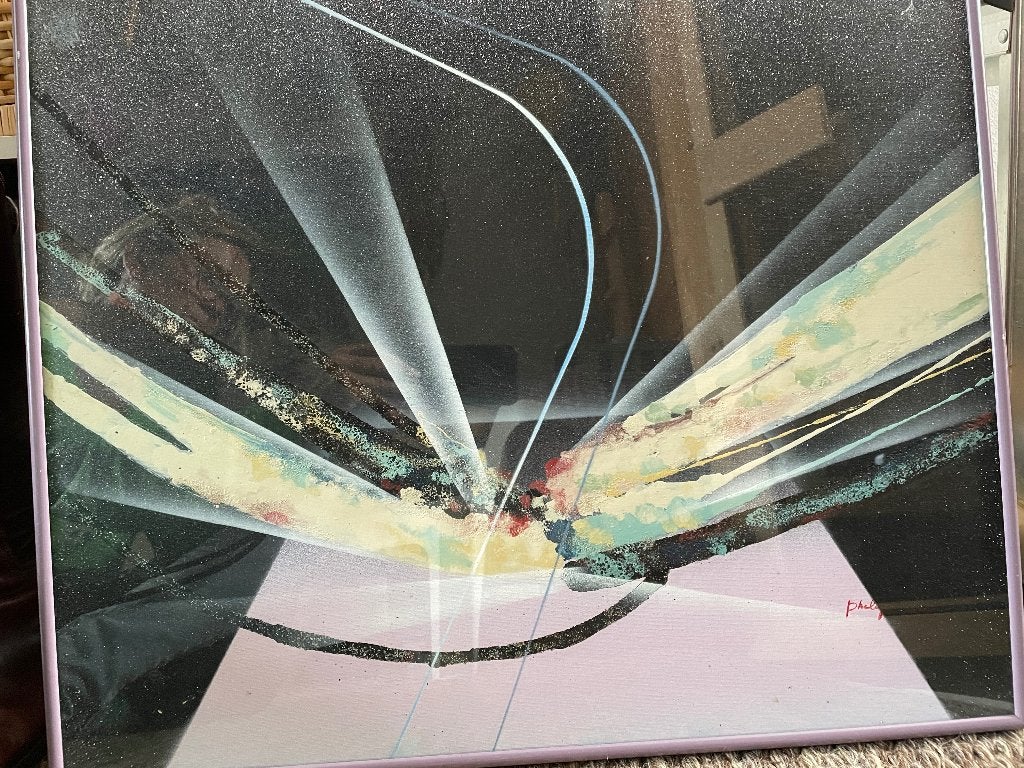Geweldig mooi schilderij jaren 80 /90 Memphis stijl periode, Ophalen