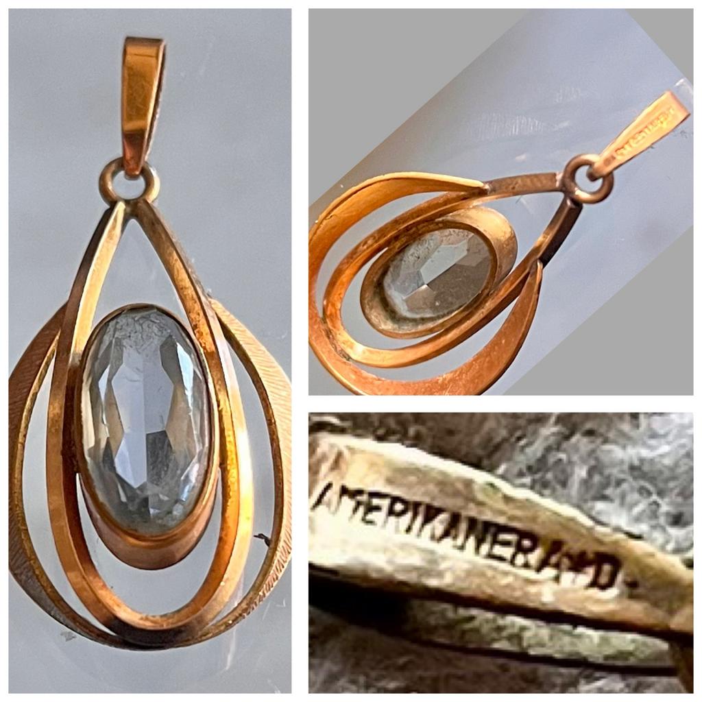 Vintage Andreas Daub Hanger –Amerikaner Goud –Art Deco Stijl, Sieraden, Tassen en Uiterlijk, Antieke sieraden, Ophalen of Verzenden