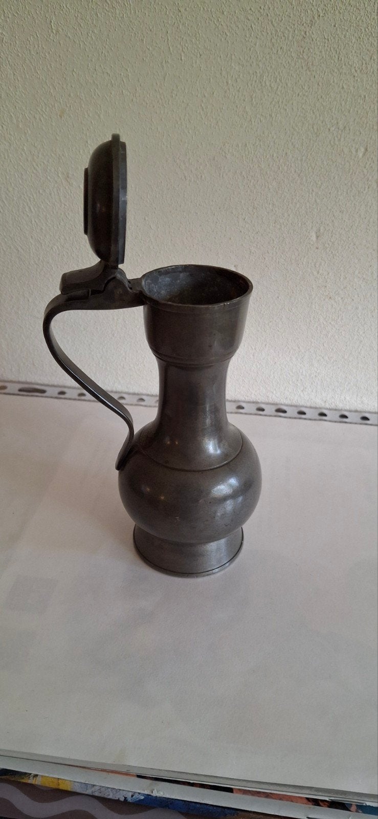 Antiek tinnen kannetje, mooi patine. Hoogte 25cm., Ophalen of Verzenden
