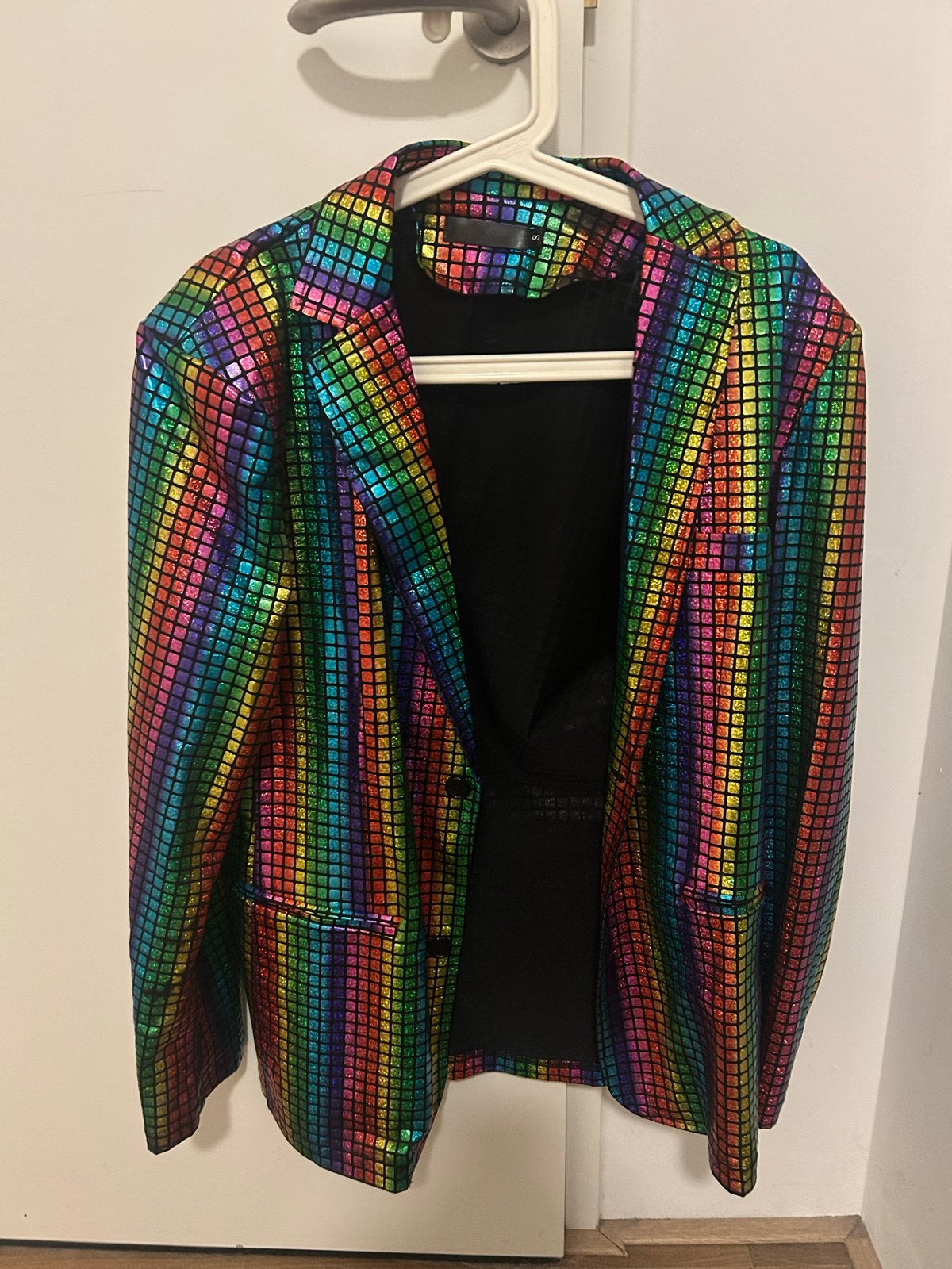 Opvallend Regenboog Glitter Kostuum - Maat S, Carnaval, Maat 48/50 (M), Ophalen of Verzenden, Zo goed als nieuw