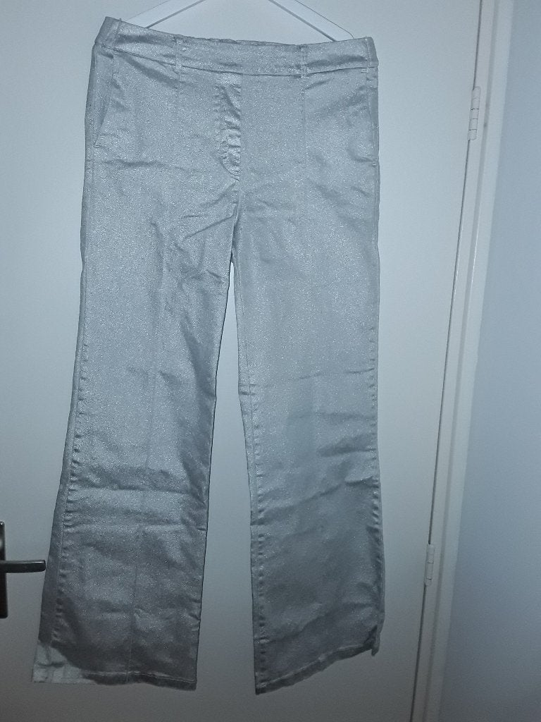 NUKUS Zilverkleurige Broek Met Glitters Maat M, Maat 38/40 (M), Overige kleuren, Ophalen of Verzenden, Zo goed als nieuw