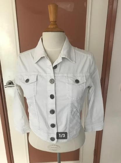 Elvira jasje mt. 38 ( zie afmetingen), Kleding | Dames, Jasjes, Kostuums en Pakken, Maat 38/40 (M), Wit, Ophalen of Verzenden