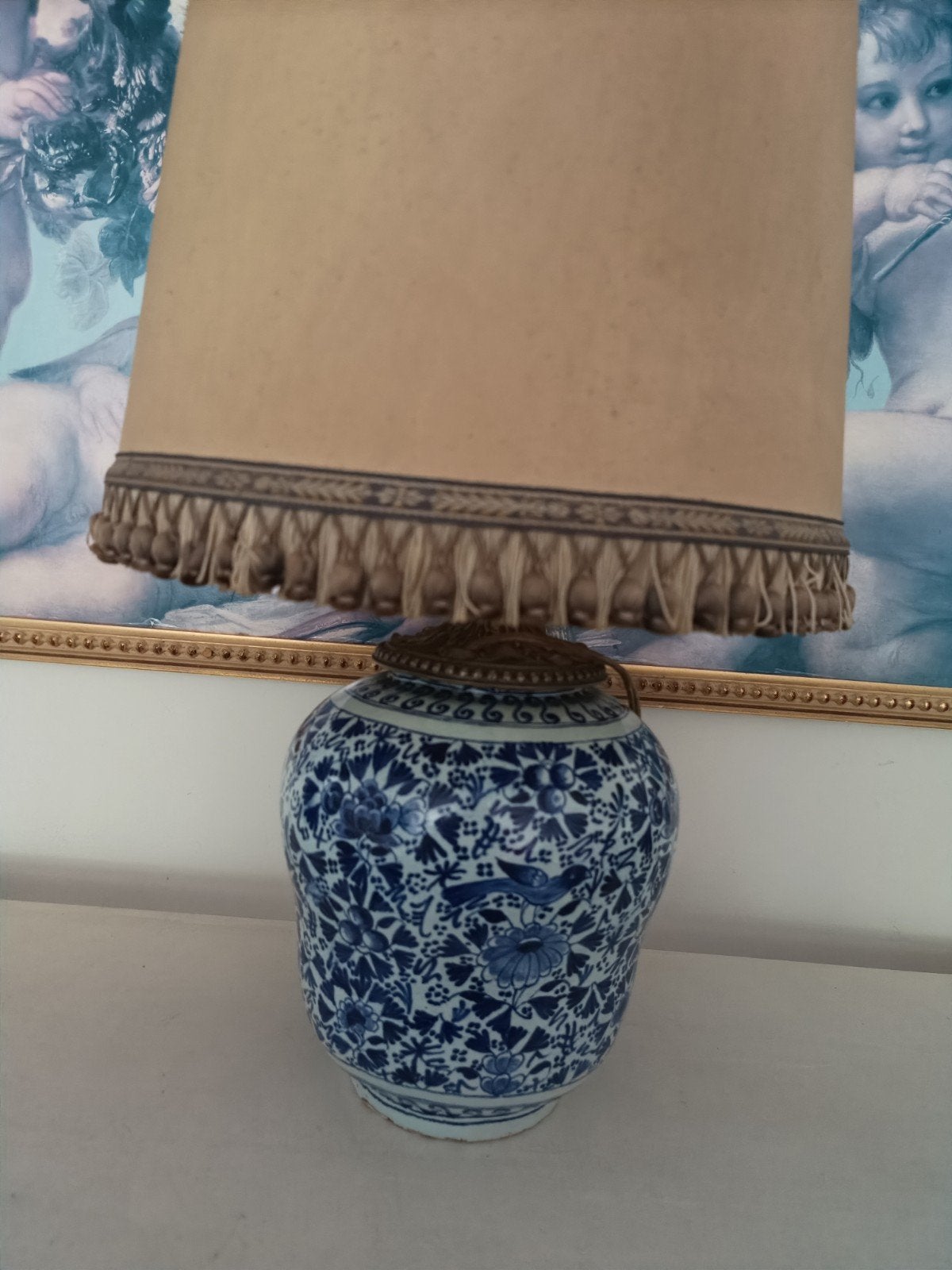 Antieke DE KLAAUW Deksel Pot Lamp - Delfts Blauw, Antiek en Kunst, Ophalen of Verzenden