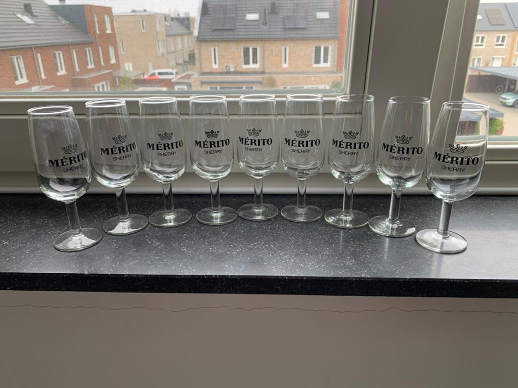 9x merito sherry glazen, Verzamelen, Glas en Borrelglaasjes, Ophalen of Verzenden, Nieuw, Overige typen