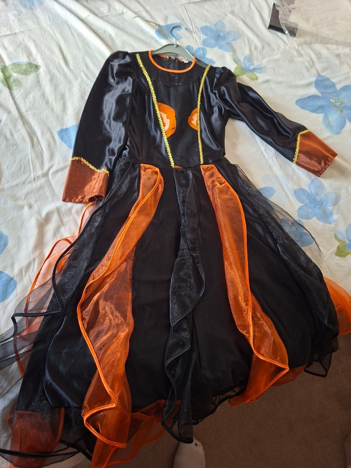 Halloween Heksenjurk Maat 140 - Zwart/Oranje, Kinderen en Baby's, Ophalen of Verzenden, Gebruikt, 134 t/m 140, Meisje