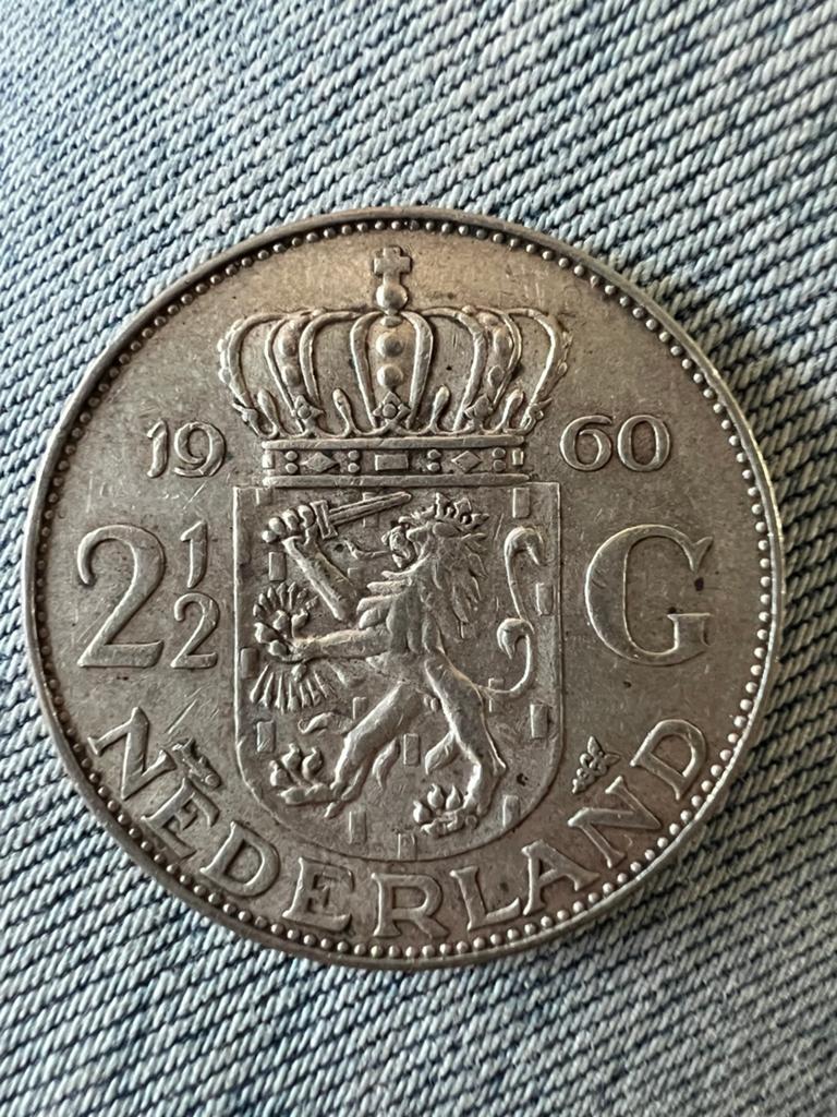 Zilveren rijksdaalder, 2,5 gulden 1960, Postzegels en Munten, Munten | Nederland, Ophalen of Verzenden, Koningin Juliana, 2½ gulden
