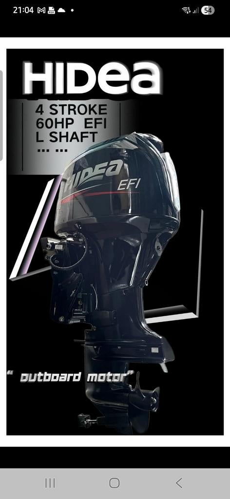 HIDEA HDEF 60 EFI E start powertrim 5 jr garantie, Watersport en Boten, Ophalen, Viertaktmotor, Nieuw, 30 pk of meer