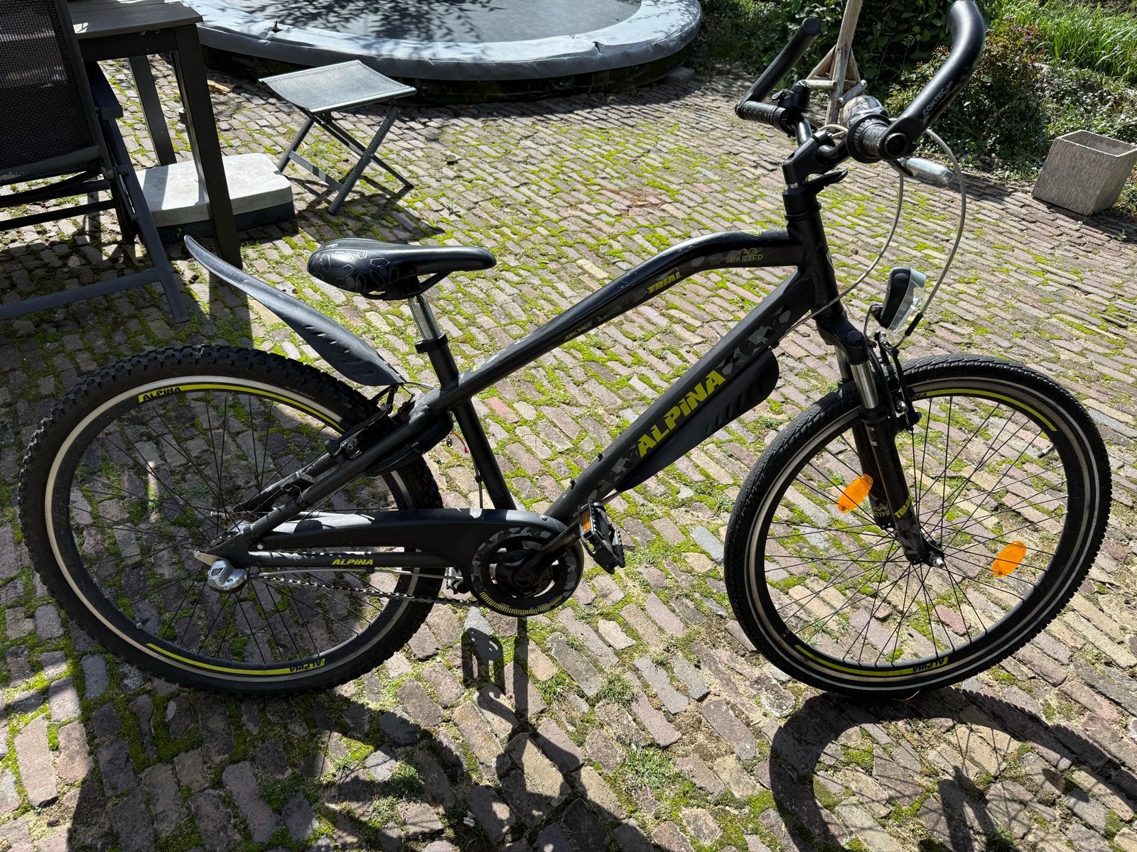 Alpina jongens mountainbike - Zwart met gele accenten, Fietsen en Brommers, Gebruikt, Geen vering, Ophalen, Overige merken