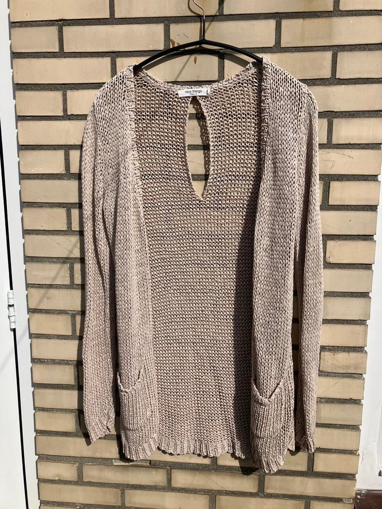 Nice Things, lang vest, beige, mt 38, Kleding | Dames, Ophalen of Verzenden, Zo goed als nieuw, Maat 38/40 (M), Beige