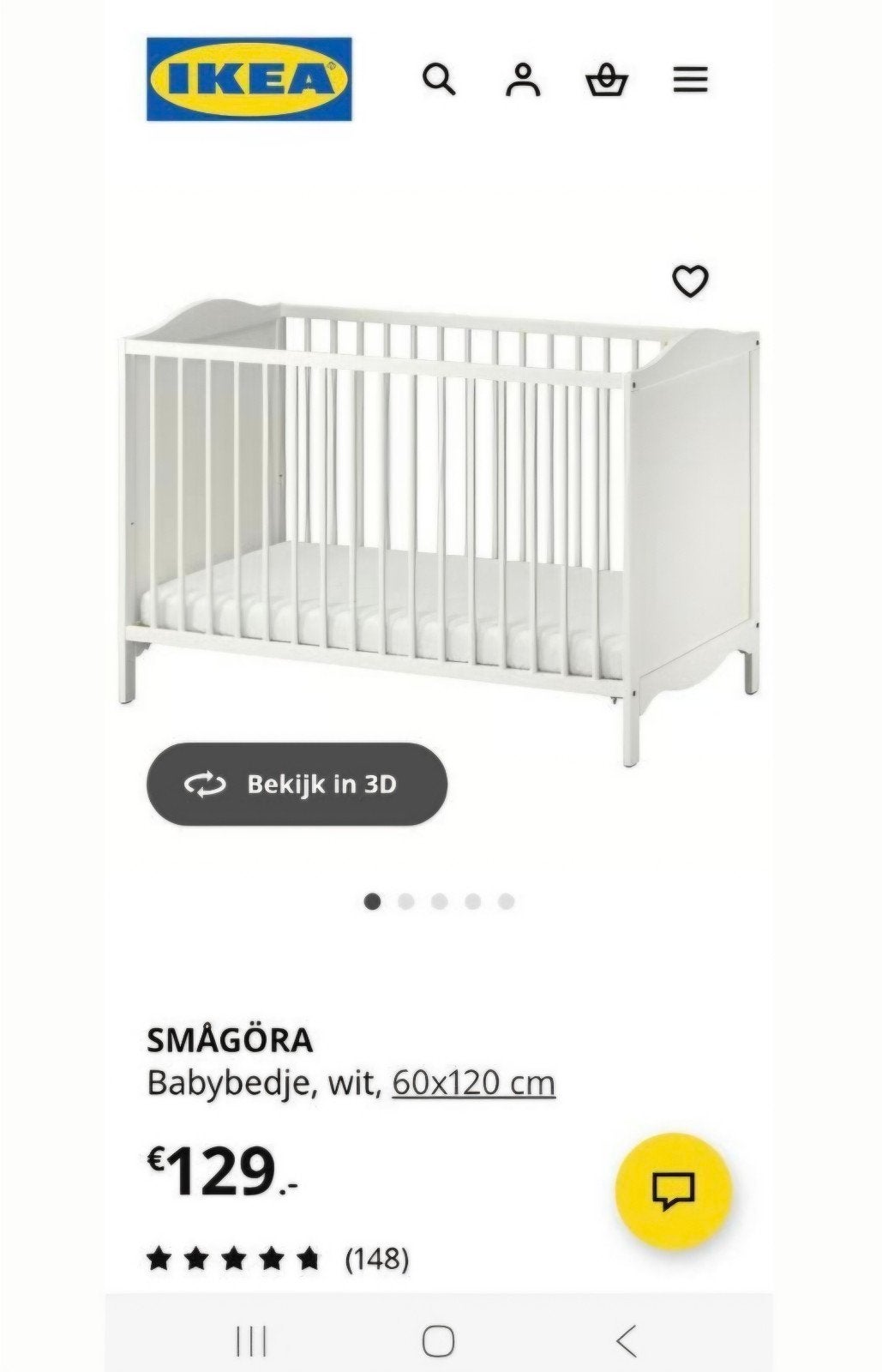 Babybed met matras en commode, Ophalen, Zo goed als nieuw, Minder dan 140 cm, Matras