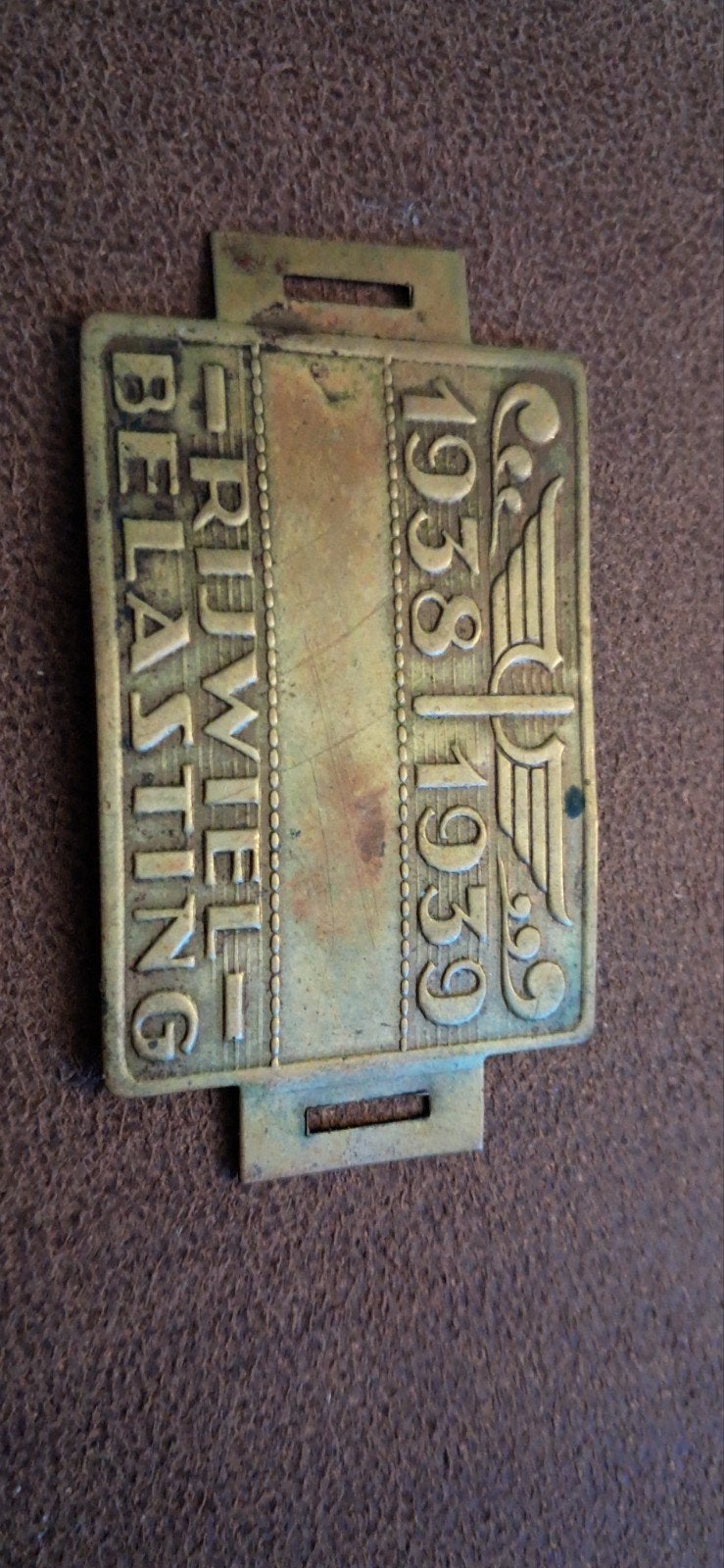 rijwiel belasting plaatje 1938  1939, Ophalen of Verzenden, Overige materialen, Nederland