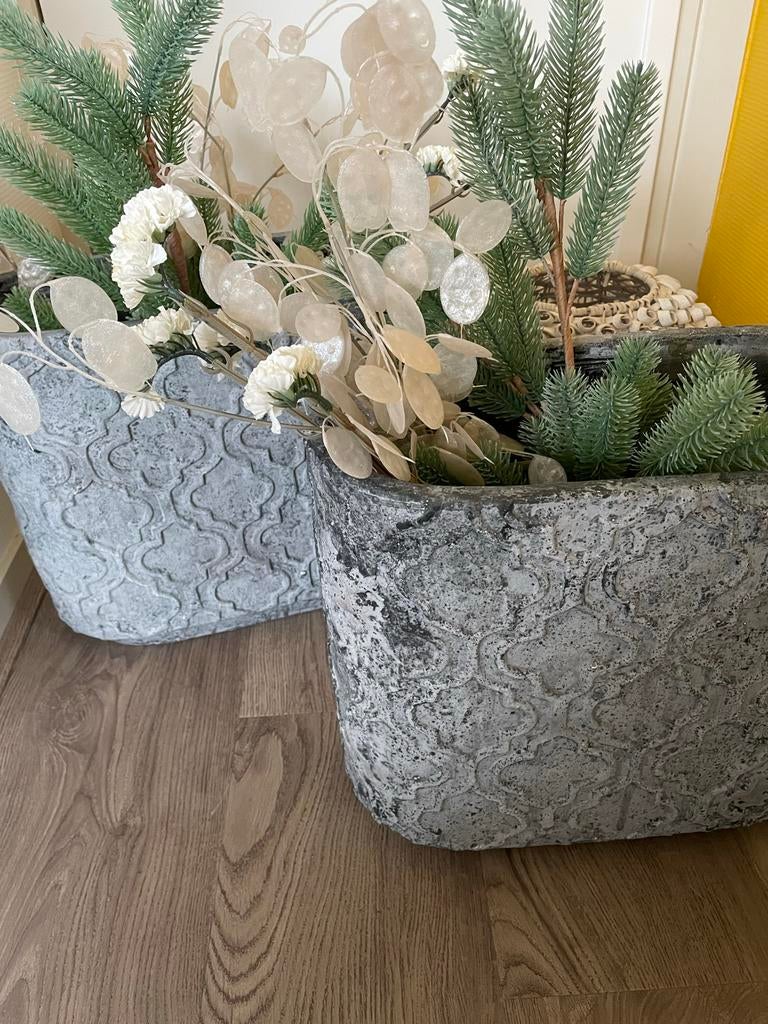 Robuuste PTMD vazen met decoratie, Ophalen, Steen, Overige kleuren, Zo goed als nieuw