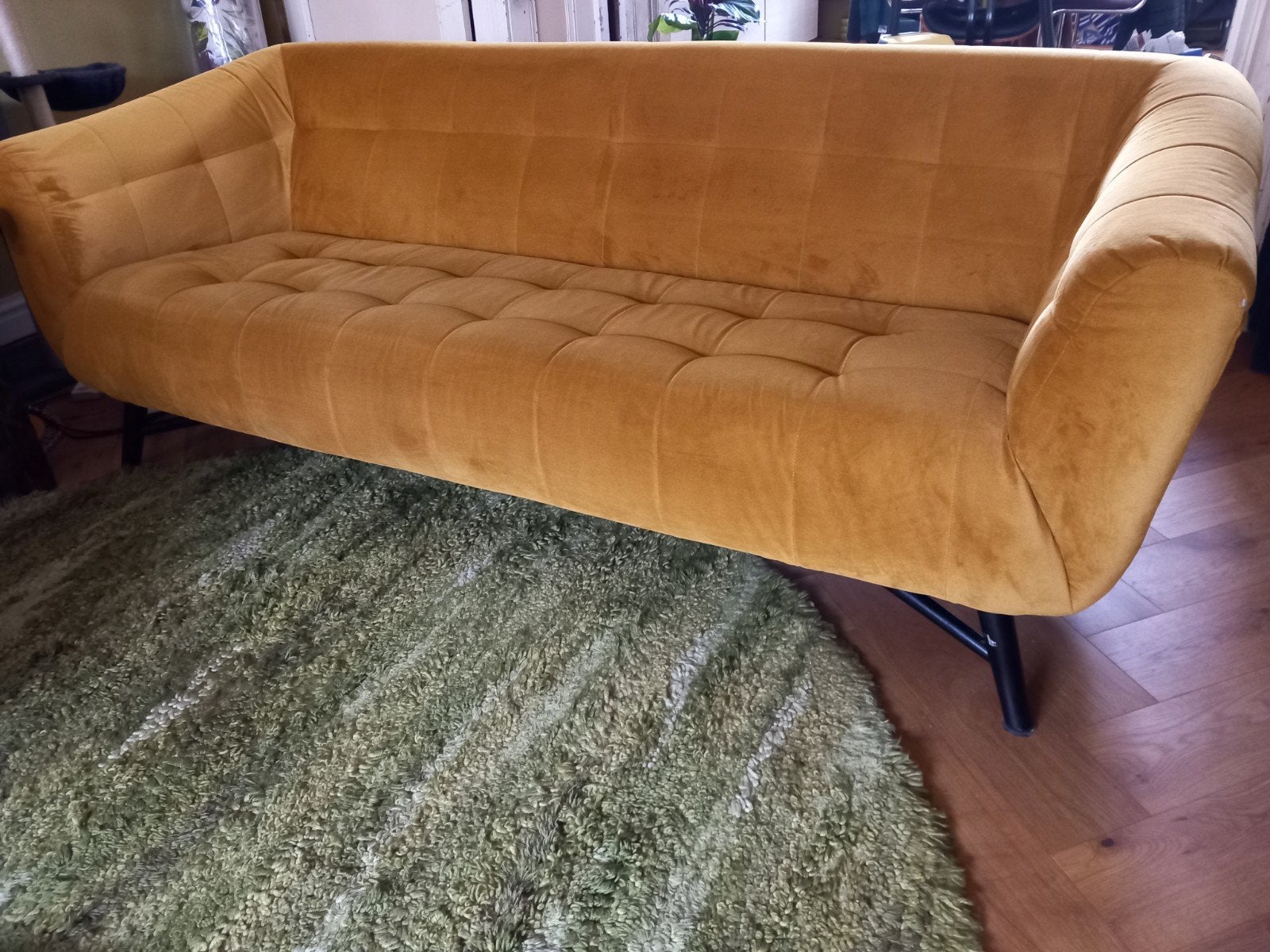 Zithoek banken Juke goudgeel velours fluweel, Ophalen, Gebruikt, Stof, Modern, Luxe, retro, vintage, bohemian, homestock