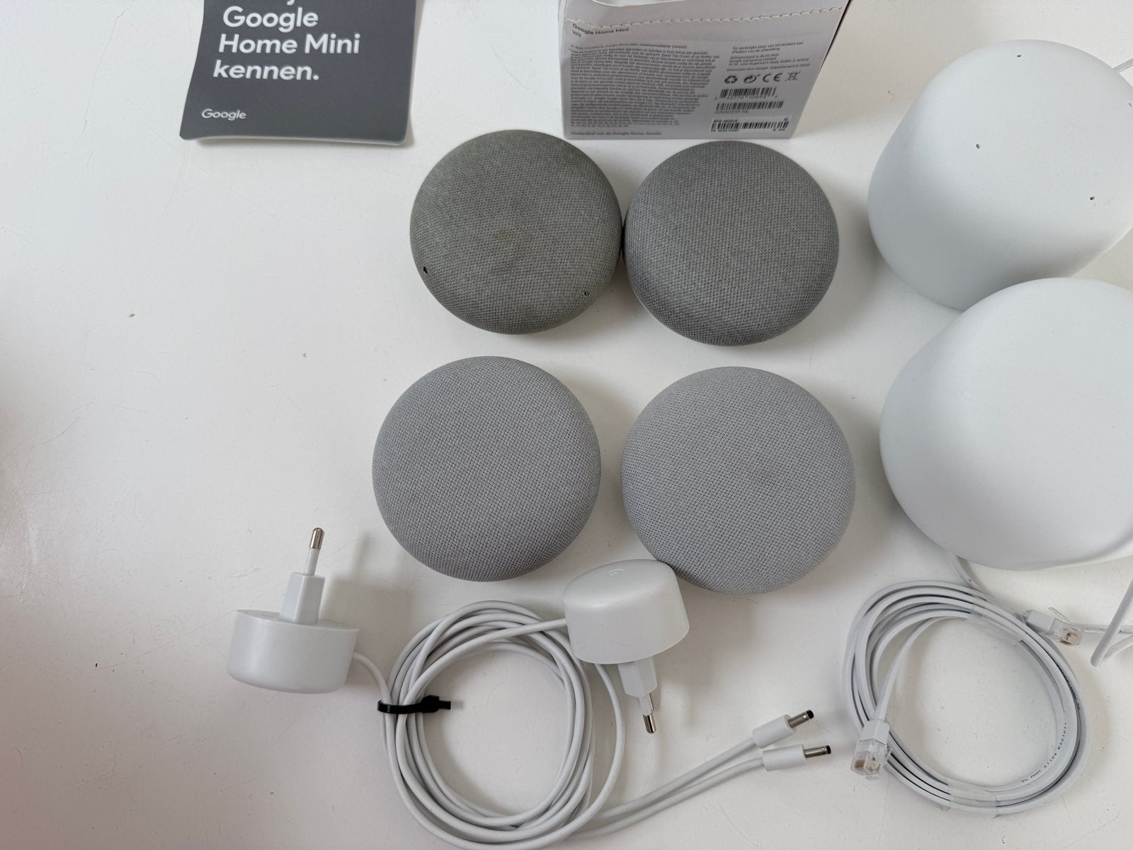 Google Home Mini & Nest Wifi Point bundel (4x Mini, 2x Nest, Gebruikt, Google, Google, Google