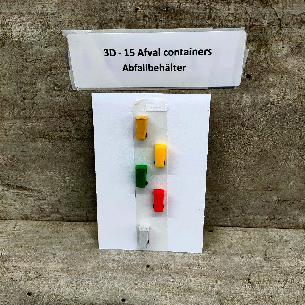 modeltrein 3D – 15 Afvalcontainers / kliko  3D geprint, Overige merken, Gelijkstroom, Natuur, Nieuw