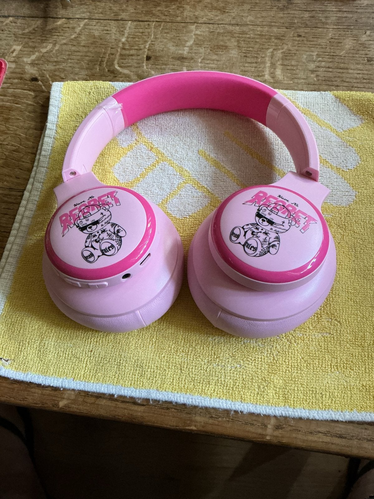 Roze draadloze koptelefoon met beer-design, Overige merken, Bluetooth, Roze, Ophalen of Verzenden