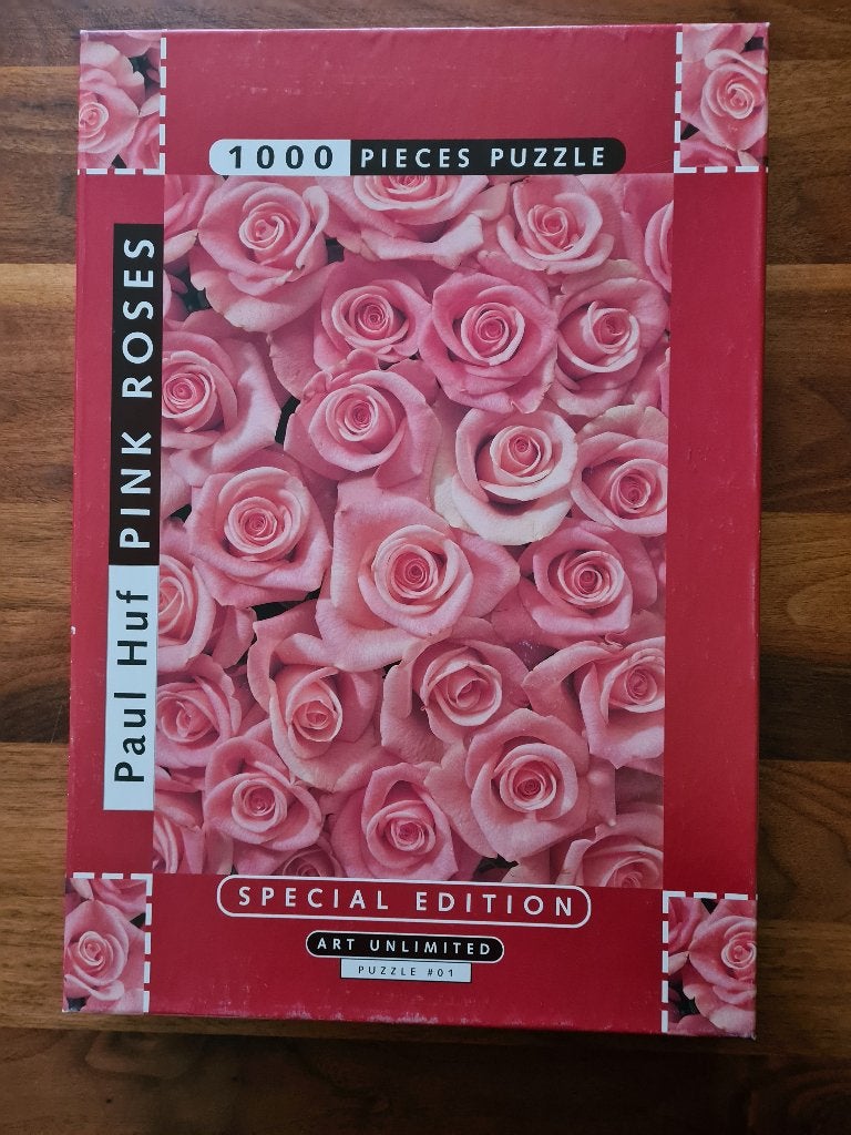 Pink roses.         Paul huf.     Puzzel.   1000 Stukjes., Ophalen of Verzenden, 500 t/m 1500 stukjes, Nieuw, Legpuzzel