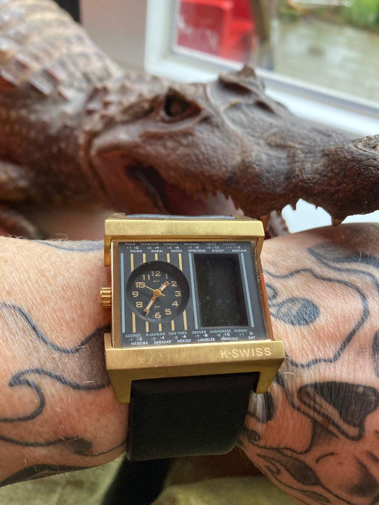 Vintage K-Swiss horloge, Overige merken, Overige materialen, Leer, Polshorloge