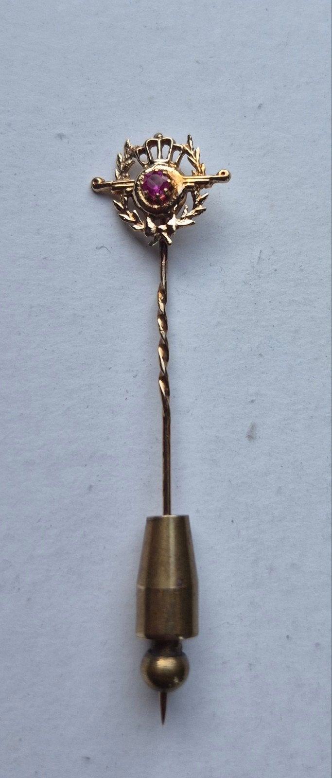 Gouden jubileum speld met robijn DAF, Sieraden, Tassen en Uiterlijk, Minder dan 4 cm, Ophalen of Verzenden, Zo goed als nieuw