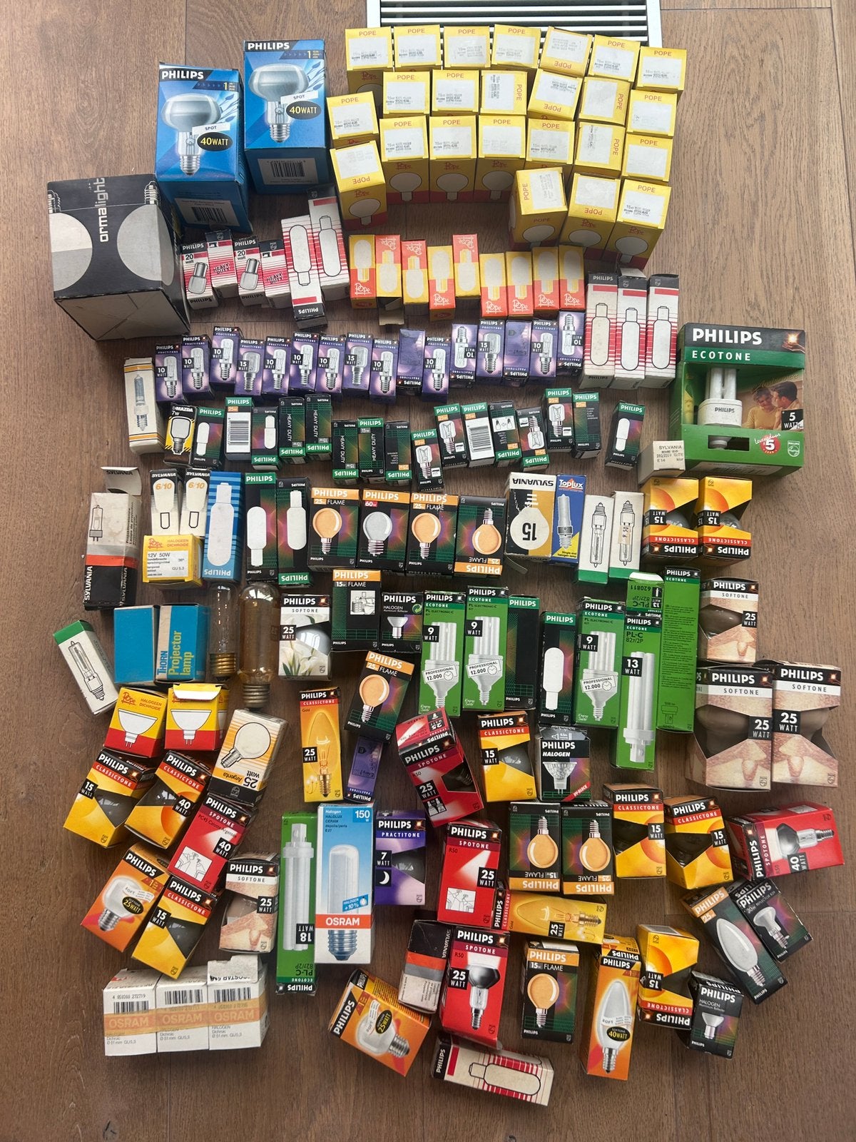 Grote partij vintage gloeilampen Philips Pope Osram – Nieuw, Ophalen, Nieuw, E27 (groot), Gloeilamp