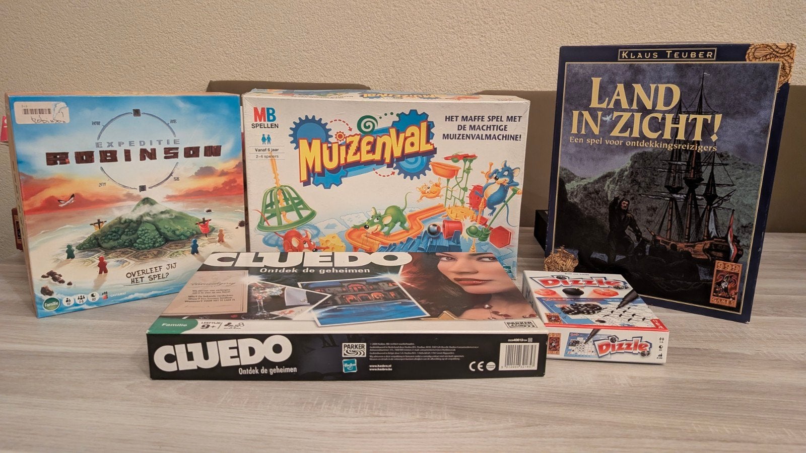 Expeditie Robinson, Muizenval, Cluedo, Land in Zicht, Dizzle, Drie of vier spelers, Ophalen of Verzenden, Gebruikt, MB Spellen, Parker, Klaus Teuber