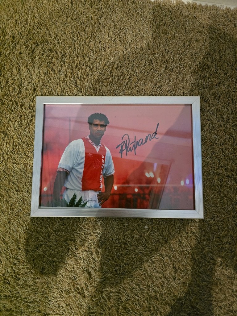 Fotolijst van Frank Rijkaard met handtekening, Ophalen of Verzenden, Zo goed als nieuw, Ajax, Overige typen