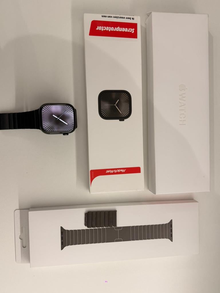 Apple Watch Series 10 Titanium 46mm Cellular + Link Bracelet, Ophalen, Zo goed als nieuw, Zwart, IOS