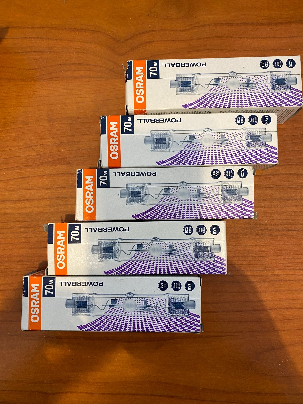 5x Osram Powerball HCI-T 70W/830 WDL RX7s gasontladingslamp, Gasontladingslamp, Osram, 60 watt of meer, Nieuw
