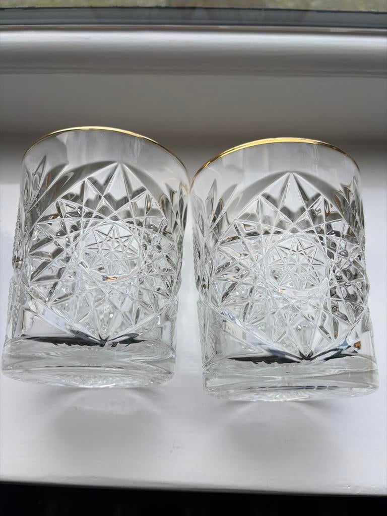 Libbey Glazen Set whiskey met Gouden Rand, Ophalen of Verzenden, Zo goed als nieuw