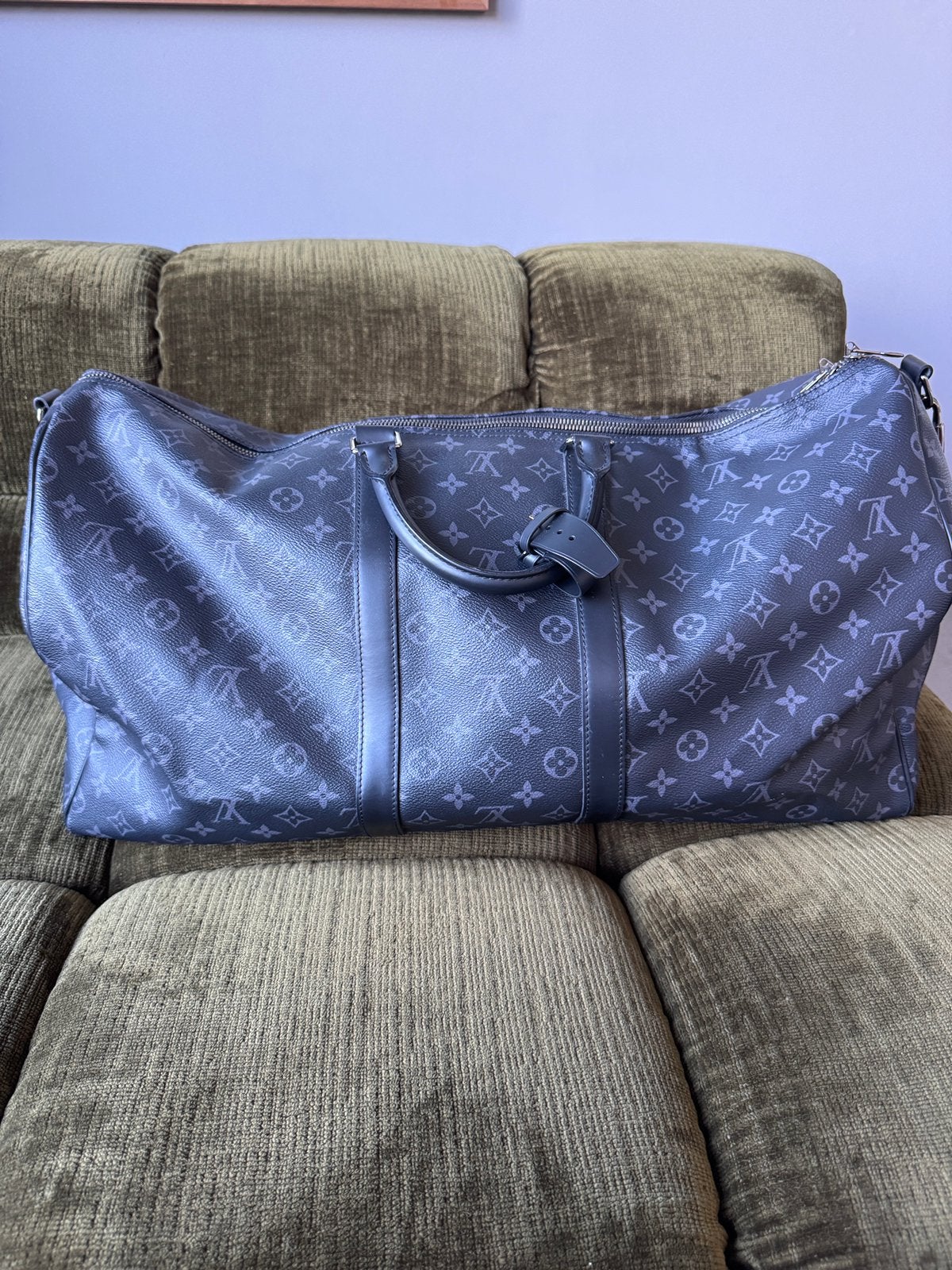 Louis Vuitton Keepall bandouliere 55 black Monogram Eclipse, Ophalen, Zo goed als nieuw