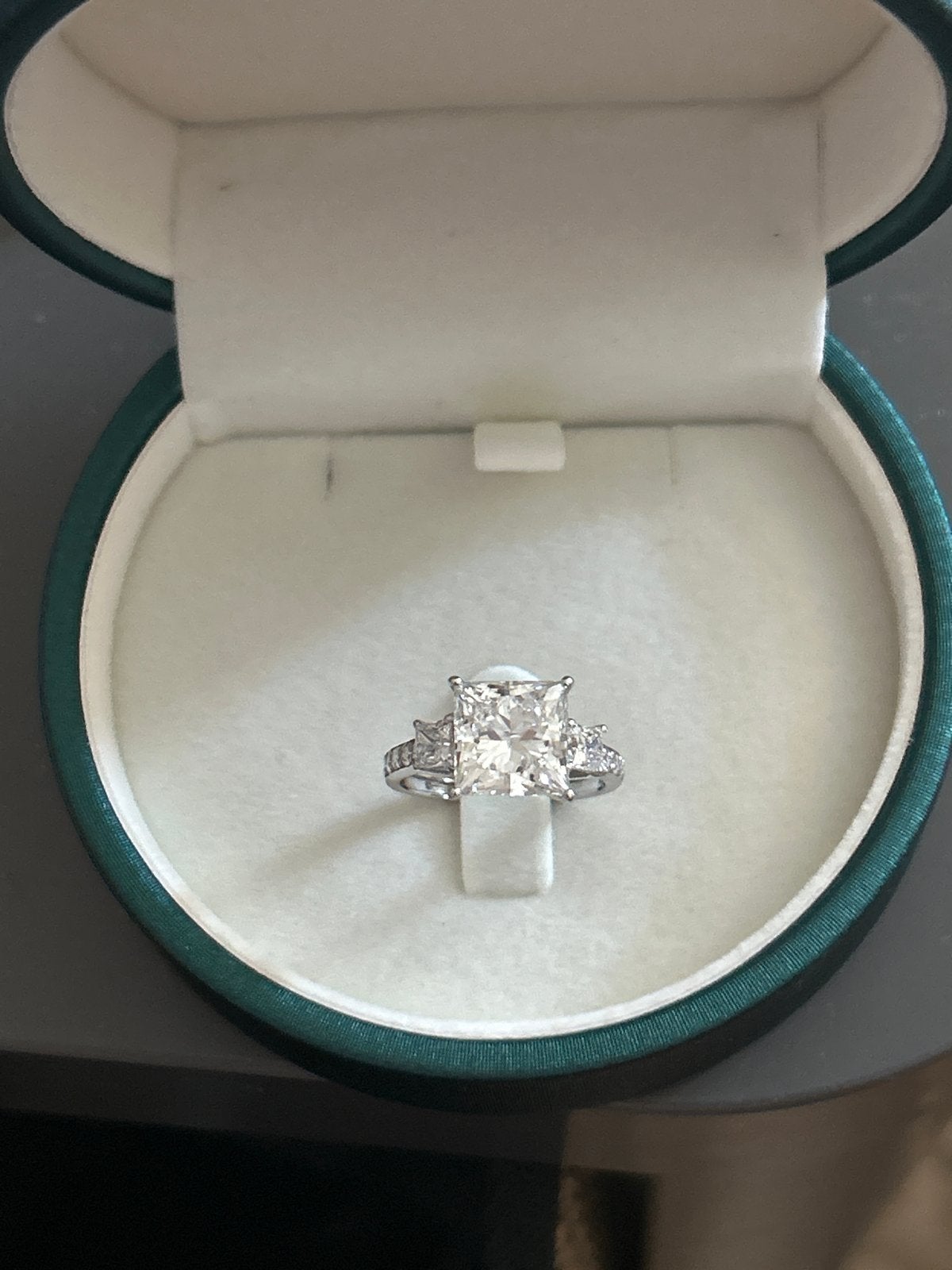 Ring - 14k Witgoud - 5.27ct Lab-grown Diamant, Nieuw, Ophalen of Verzenden, 17 tot 18, Met edelsteen